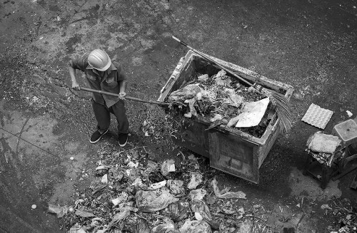 Professional loft clearance team at work