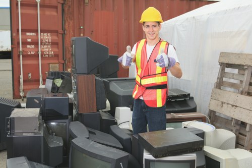 Fleet and skips at a depot ready for delivery