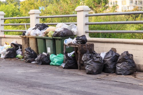 Safe and organized construction site with proper waste management